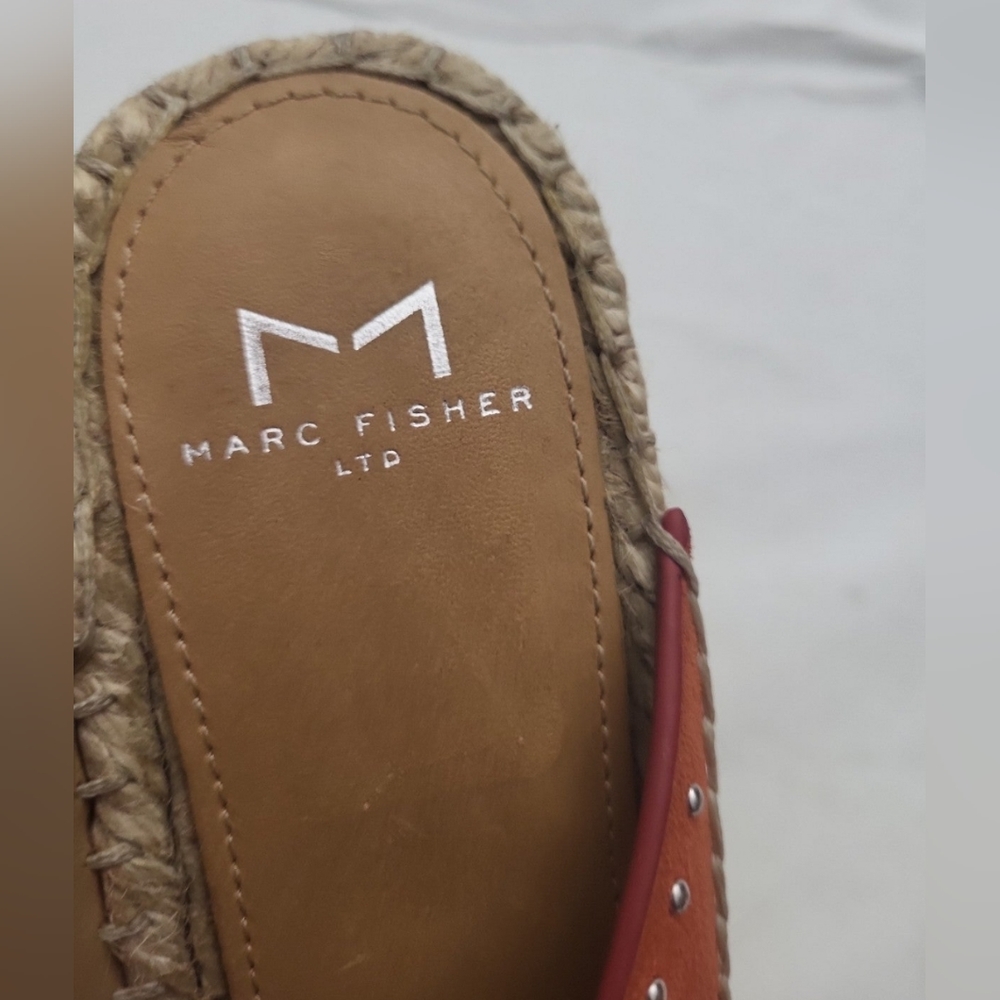Marc Fisher women's sandals orange silver hardware espadrilles size 6 - Picture 5 of 8